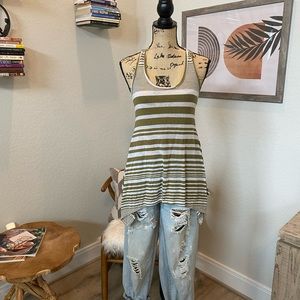 Green and white striped tank